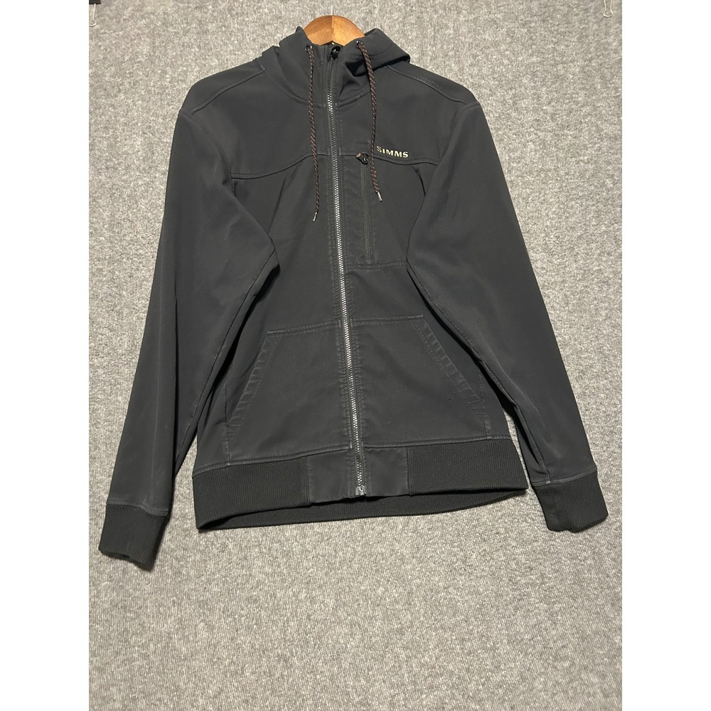 Simms rogue hoodie softshell fleece lined mens small full zip black read
